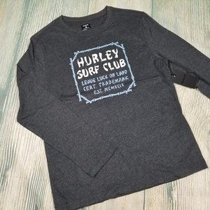 New HURLEY black surf club long sleeves tee top